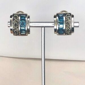 LOIS HILL London Blue Topaz Sterling Silver Granulated Earrings RARE